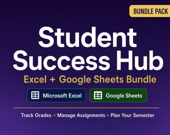 College Student Planner Bundle | Excel + Google Sheets | Grade Tracker & GPA Calculator