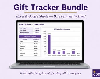 Gift Tracker Bundle | Excel + Google Sheets | Christmas List & Budget Planner