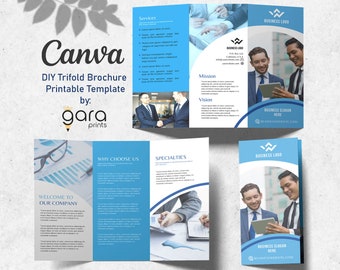 DIY Corporate Modern Trifold Brochure, Editable Tri-Fold Business Professional look, Circle Trifold Printable Leaflet Template