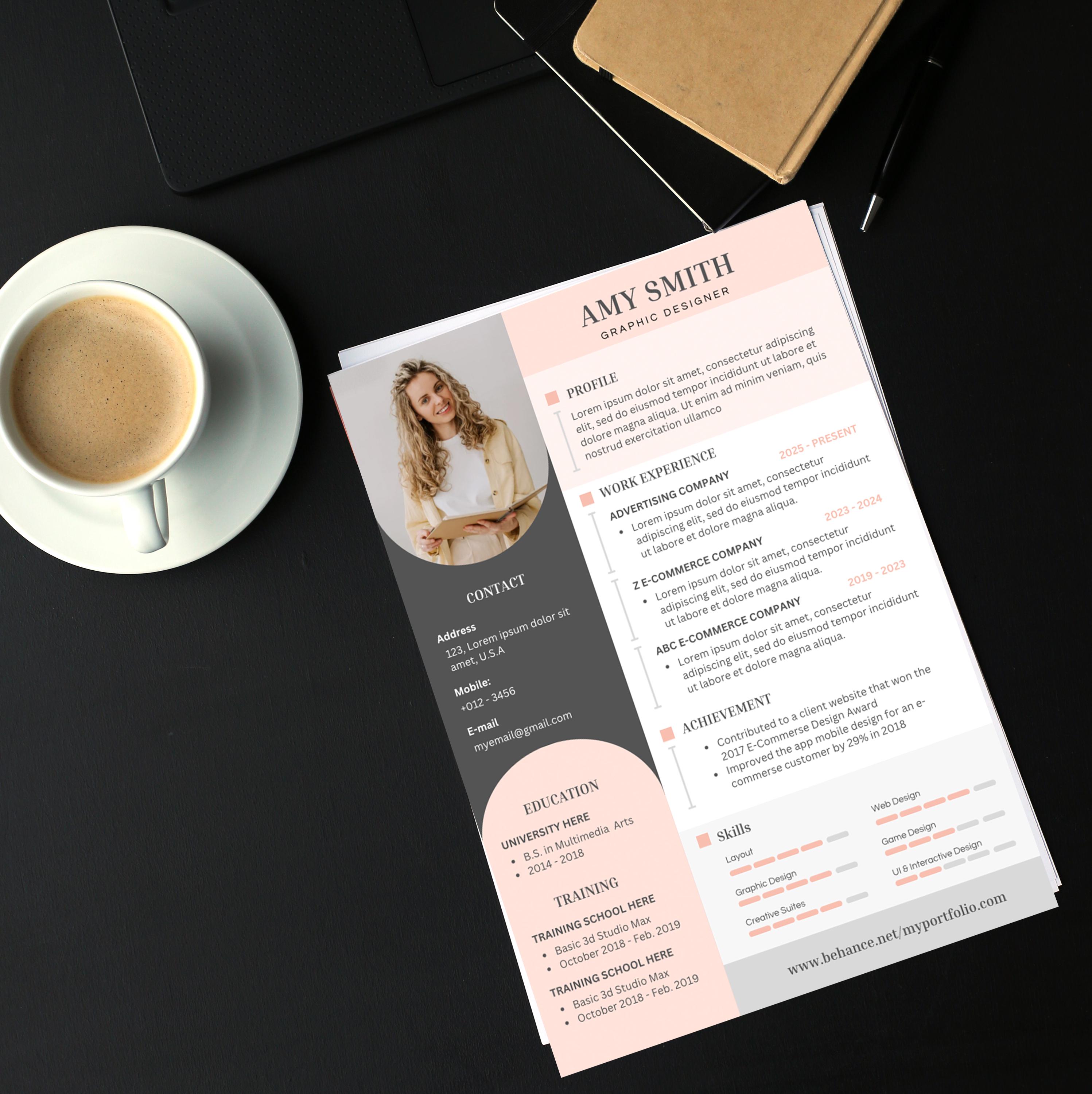 Modern Professional CV Template, Creative Aesthetic Stand Out With a ...