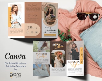 Fashion Women Canva DIY Printable Trifold Brochure Template, Easy to use