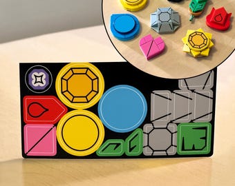 Foglio di adesivi per la collezione di distintivi della regione di Kanto dei Lego Pokémon (ricreazione non ufficiale realizzata da un fan)