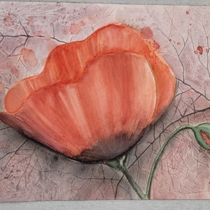 Original Floral Watercolor Painting - &quot;Poppy&quot;, NOT A PRINT