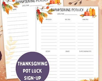Anmeldeformular für das Thanksgiving-Potluck, Anmeldeformular für die Nachbarschafts-Thanksgiving-Feier, Thanksgiving-Bürofeier, Erntedankfest, Anmeldung zum Potluck