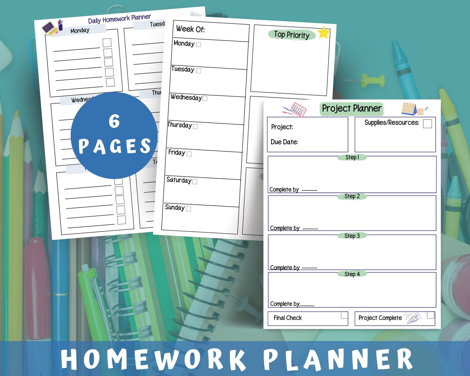 Kids Homework Planner, Homework Checklist,homework Plan,student Planner ...
