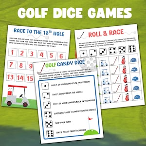 Golf Dice Games, Golf Party Games, Kids Golf Party, Golf Games With Dice, Kids Golf Birthday, Family Party Game Ideas, Golf Birthday Games