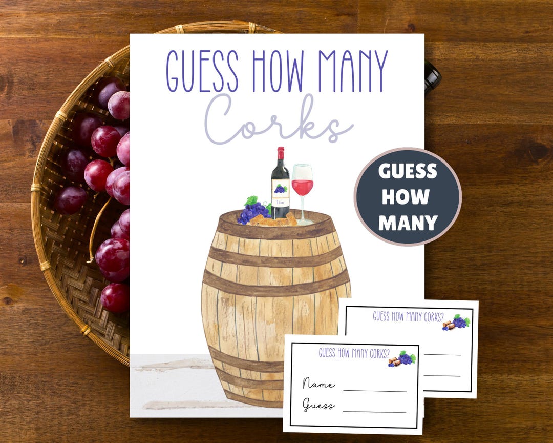 Guess How Many Corks Game, Wine Party Printable, Bridal Shower Door ...