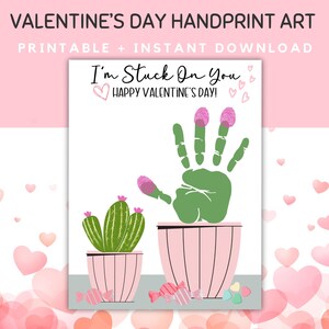 Valentinstag Handabdruck, Valentinstag Valentinstag Handwerk, Kaktus Valentinstag Handabdruck, Kindergarten Valentinstag Valentinstag, druckbare Valentinstag Karte Kinder