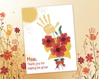 Arte con huella de mano para el Día de la Madre, recuerdo DIY (descarga digital), manualidad imprimible para el cumpleaños de mamá, actividad para guardería preescolar