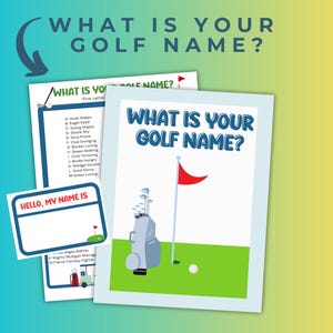 Golf-Partyspiele, wie lautet Ihr Golfname, Themen-Geburtstagsfeier, druckbarer Golfnamen-Generator, Golf-Spendenaktion, lustiges Golf-Namensspiel
