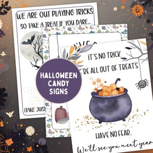 Printable Halloween Door Signs Bundle, Trick or Treat Decor (PDF), Out Of Candy Sign, Take A Piece Halloween Poster, You've Been  Boo'd