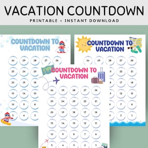 Vacation Countdown Calendar, Travel Countdown, Countdown To Your Vacation, Printable Countdown For Travel And Vacation, Trip Countdown