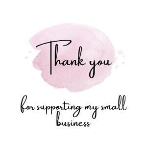 Pode incluir: Um fundo de aquarela rosa com o texto "Obrigado por apoiar meu pequeno neg&oacute;cio".
