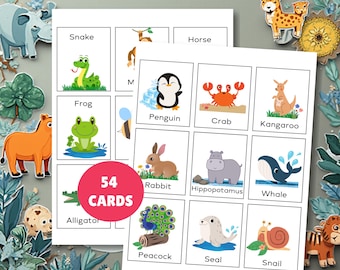 Cartas de Mímica de Animais, Jogo para o Ensino Fundamental (Download Digital), Imprimível, Represente, Desenhe e Descreva, Atividade Pré-escolar