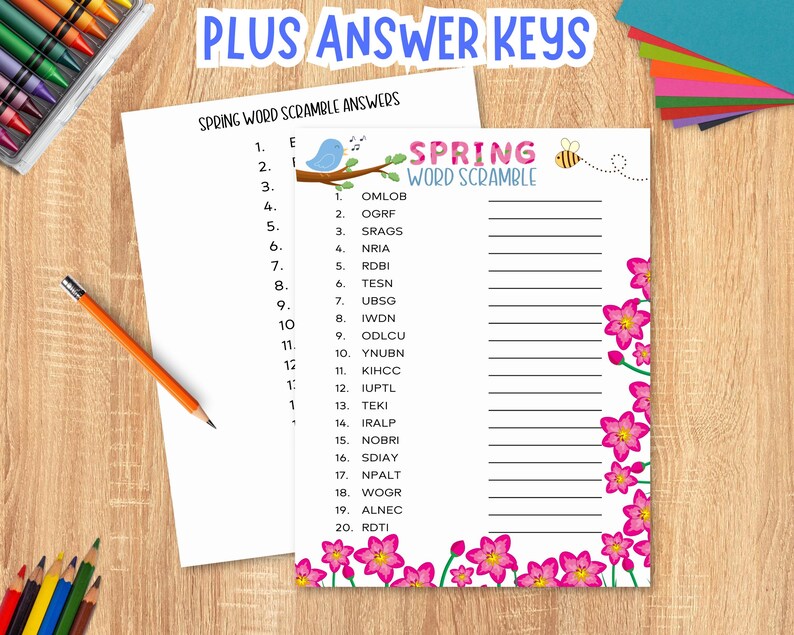 Spring Word Scramble, Spring Printable for All Ages, Classroom Activity ...