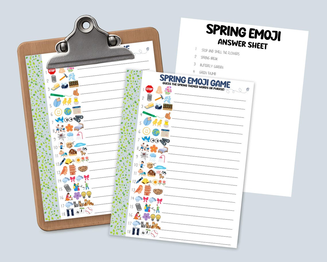 Spring Emoji Game, Printable Icebreaker, Guess the Phrase, Spring ...