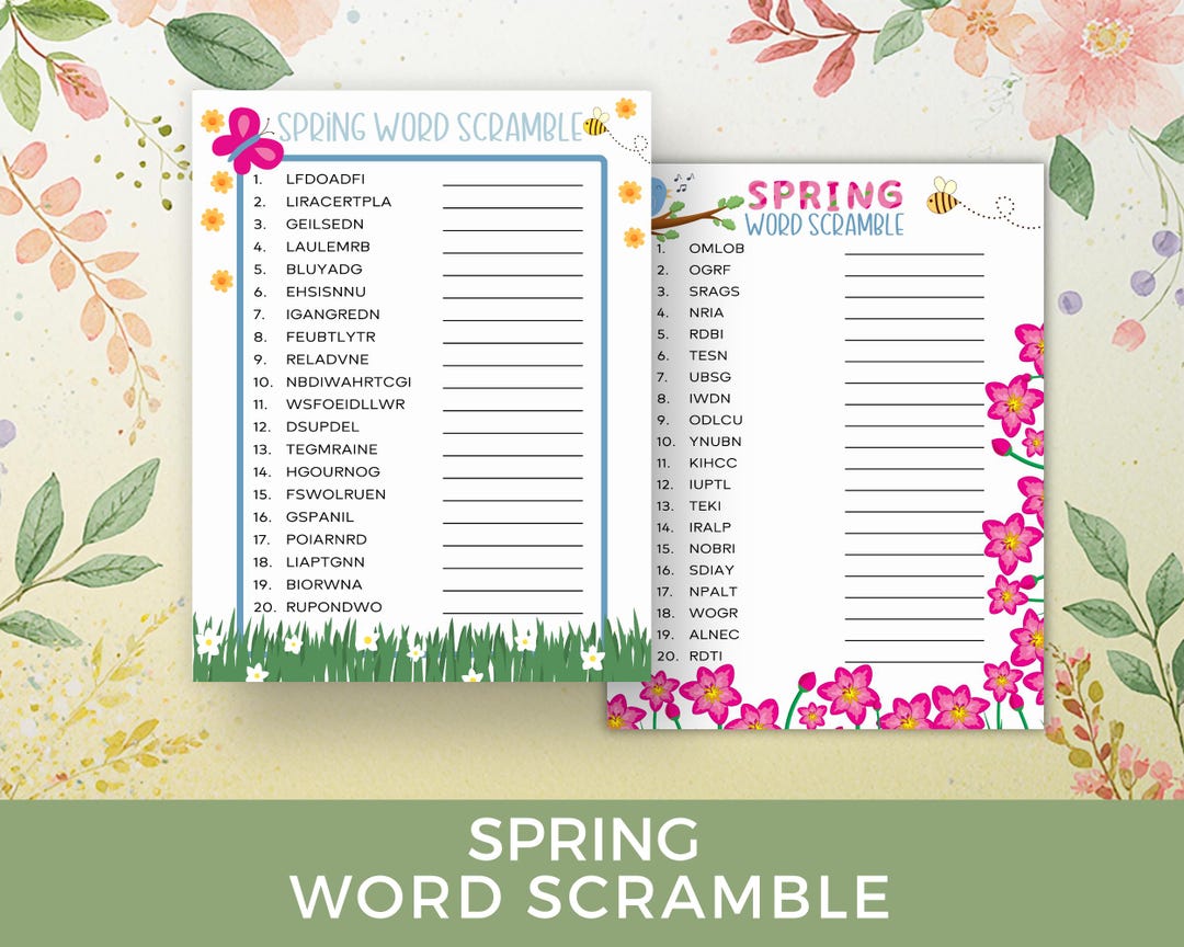 Spring Word Scramble, Spring Printable for All Ages, Classroom Activity ...
