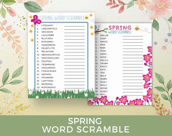 Spring Word Scramble, Spring Printable For All Ages, Classroom Activity