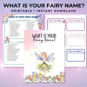 What Is Your Fairy Name, Fairy Name Game, Fairy Birthday Party, Fairy Party Decor, Garden Fairy Birthday, Tea Party Game, Baby Shower Game