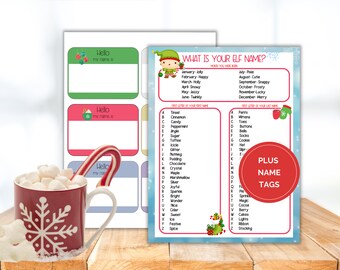 What Is Your Elf Name?, Christmas Party Game, Christmas Elf Name Generator, Silly Christmas Name Tags, Fun Holiday Party Game,  Elf Name
