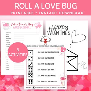 Valentine&#39;s Day Games, Roll A Love Bug, Valentine&#39;s Day Games For Small Kids, Valentine&#39;s Day Classroom Party Games, Valentine Word Scramble