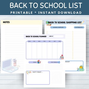 Back To School Parent Checklist, Printable School Shopping List, Printable School Supply List, Back To School Organizer, Back To School Week