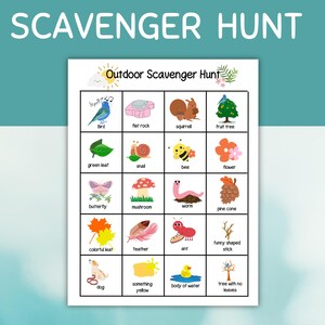 Nature Hunt, Printable Outdoor Scavenger Hunt For Kids, Nature Walk For Kids, Outdoor Preschool Activity, Park Scavenger Hunt, Camping Game