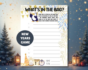 New Years Party Game, Whats In The Bag, Group Icebreaker, New Year's Eve Activity For All Ages
