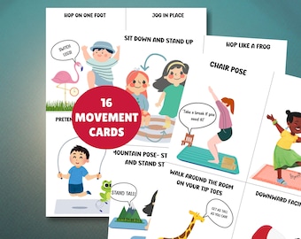 Movement Break Cards, Brain Break Activities, Kids Exercise, Printable PE Games, Kindergarten And Preschool Fitness