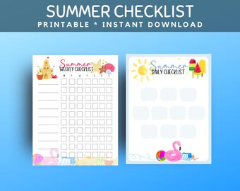 Sommer Checkliste für Kinder, tägliche Sommer Checkliste, tägliche Aufgabenliste für Kinder, Sommer Verantwortung Checkliste, druckbares Sommer Poster