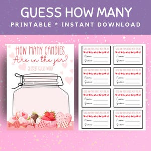 San Valentino indovina quanti, gioco per la festa di San Valentino, indovina quanti dolciumi gioco baby shower, gioco per il tea party, gioco di dolciumi per San Valentino