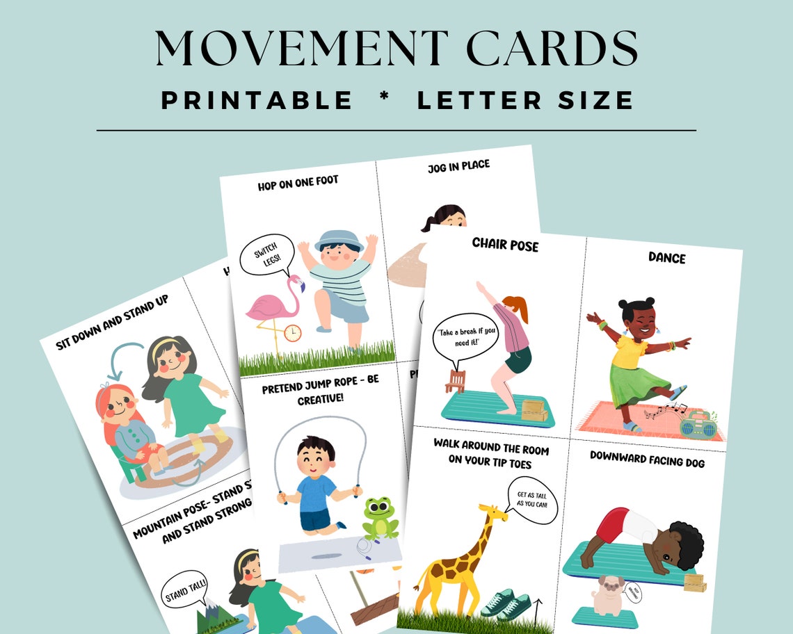 Movement Break Cards, Brain Break Activities, Kids Exercise, Printable ...