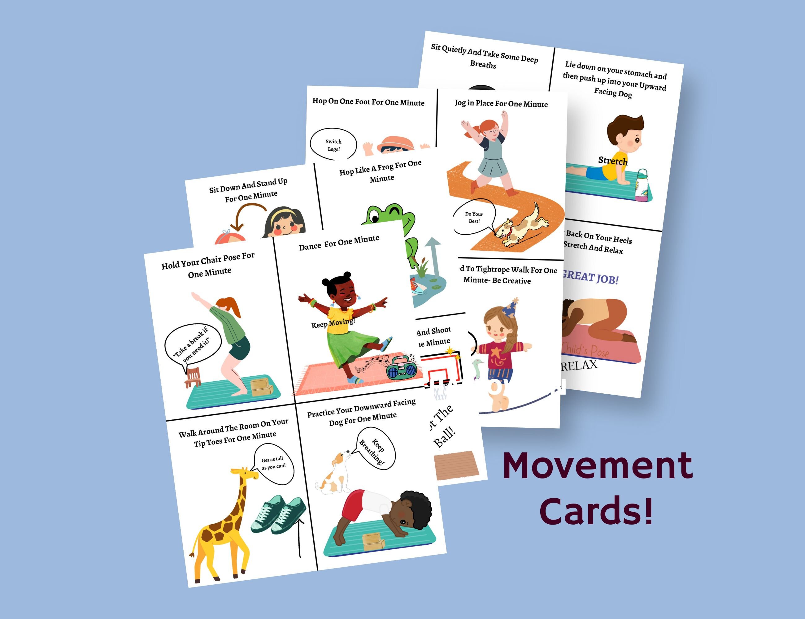 Simple Fitness Cards for Kids Brain Break Cards for Kids - Etsy Australia