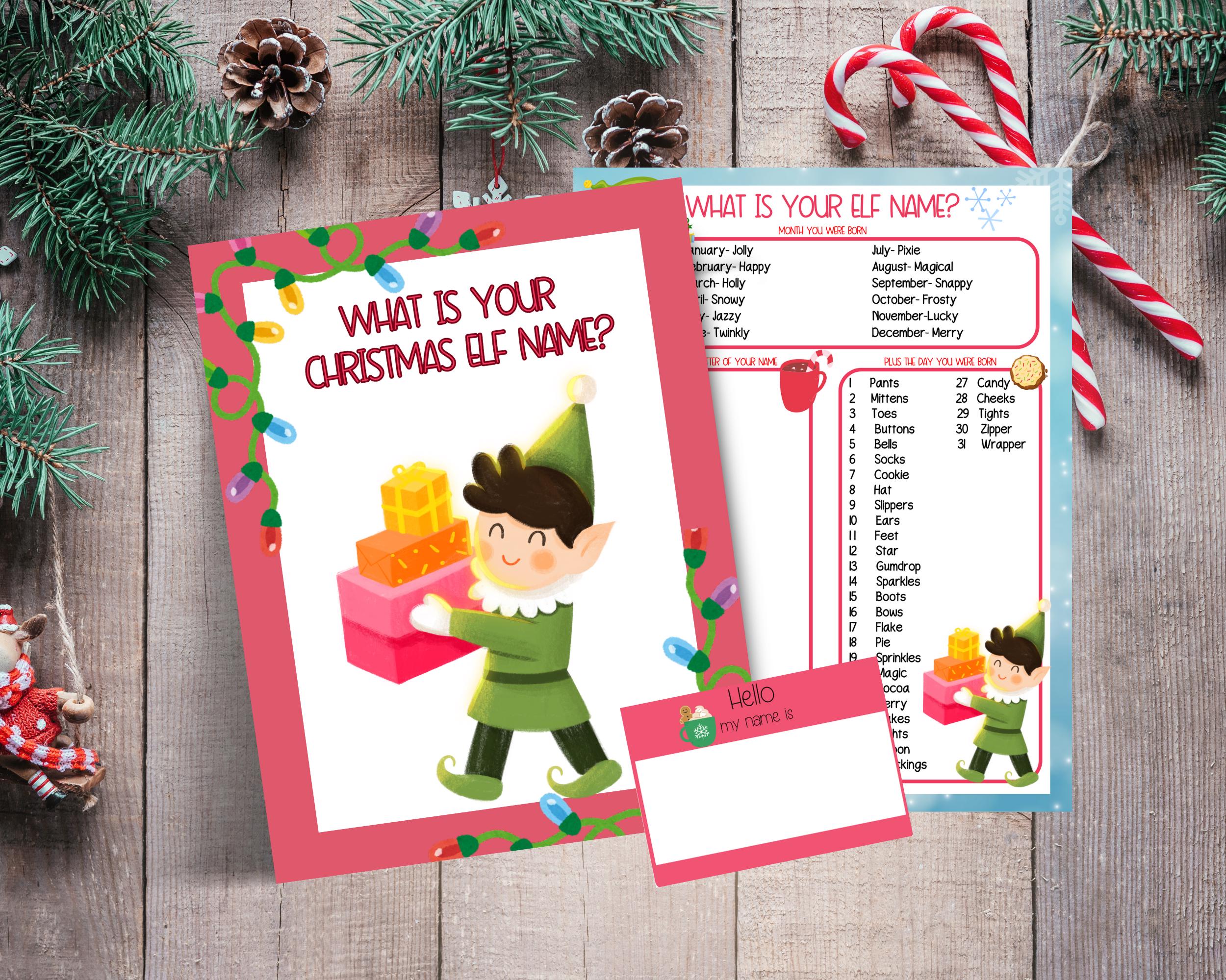 What is Your Elf Name, Printable Christmas Name Generator, Christmas