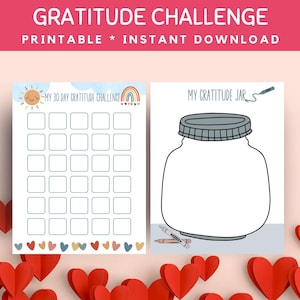 Barattolo della gratitudine stampabile, gratitudine quotidiana per bambini, sfida della gratitudine, attività di gratitudine in famiglia, progetto di gratitudine per bambini, gratitudine quotidiana