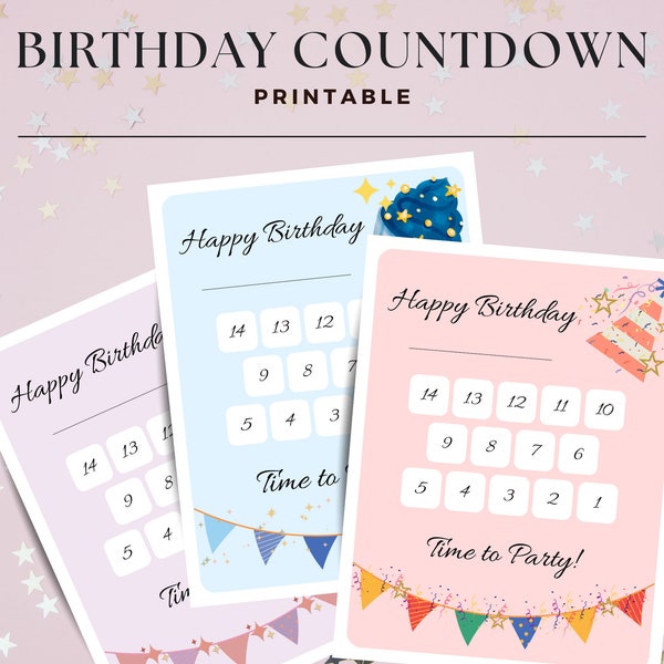 Birthday Countdown Calendar For Kids, Printable Birthday Calendar, Family Birthday Countdown Calendar, My Birthday Calendar, Birthday Fun