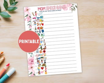 Muttertagsspiele, Mama Emoji, errate die Phrase, Mama Geburtstag druckbar für alle Altersgruppen