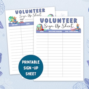 Hoja de inscripción para voluntarios del aula, formulario imprimible de la PTA, formulario imprimible para la mamá del aula