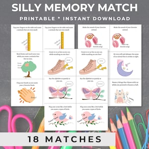 Juego de memoria, juego de cartas de memoria, juego de memoria para niños, juego de memoria imprimible, juego de memoria interactivo, juego activo para niños