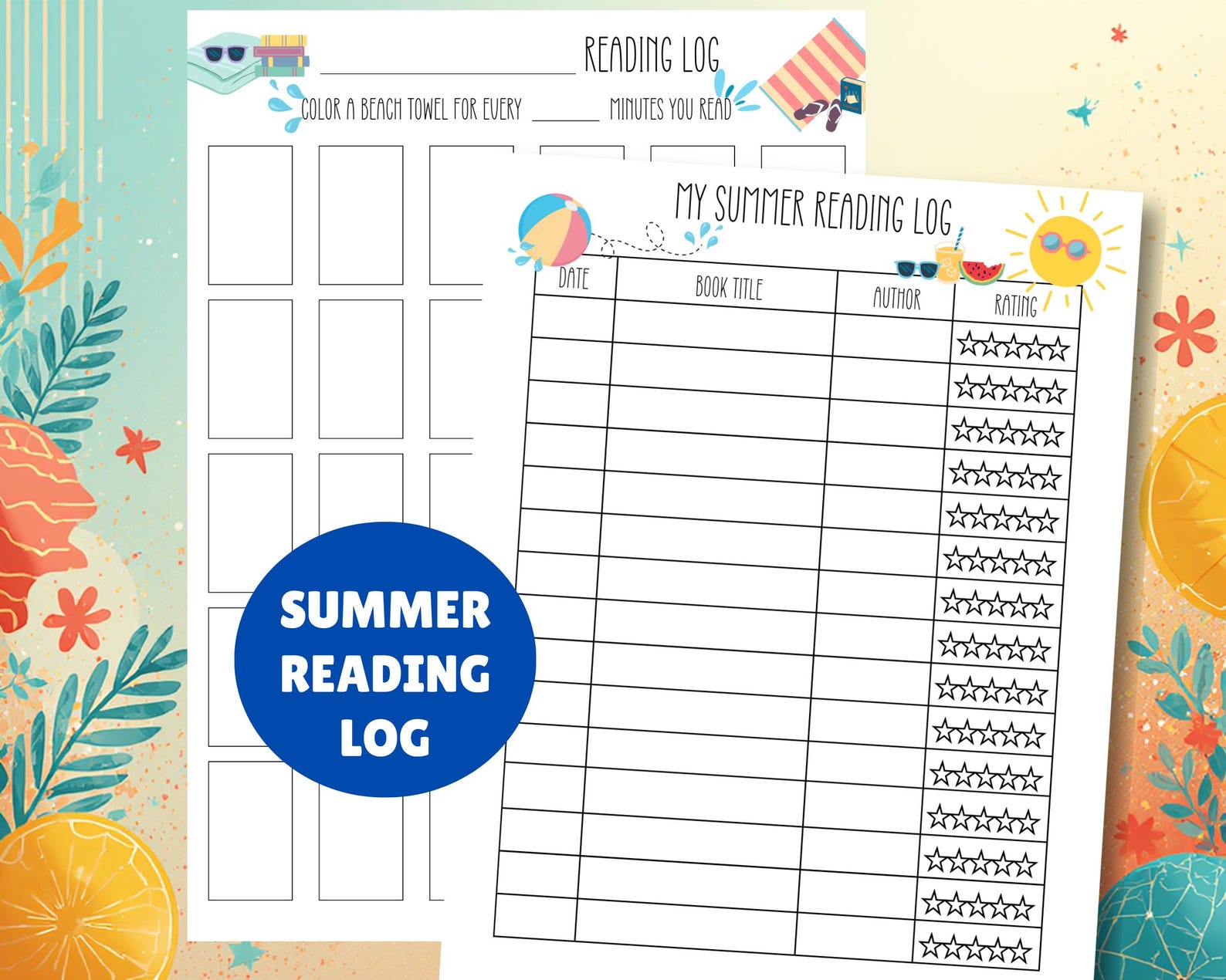 Printable Summer Reading Log for Kids, Book Tracker, Summer Reading ...