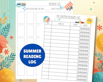 Printable Summer Reading Log For Kids, Book Tracker, Summer Reading Challenge