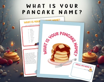Pancake Name Game, Printable Party Activity (Digital Download), Brunch Printable, Sleepover Game, What Is Your Pancake Name