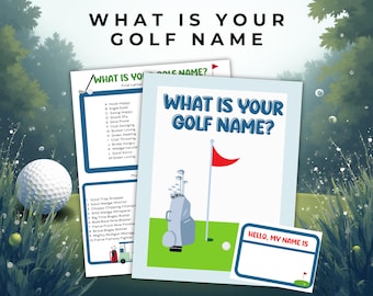 Golf Party Games, What Is Your Golf Name, Golf Birthday Party, Printable Name Generator