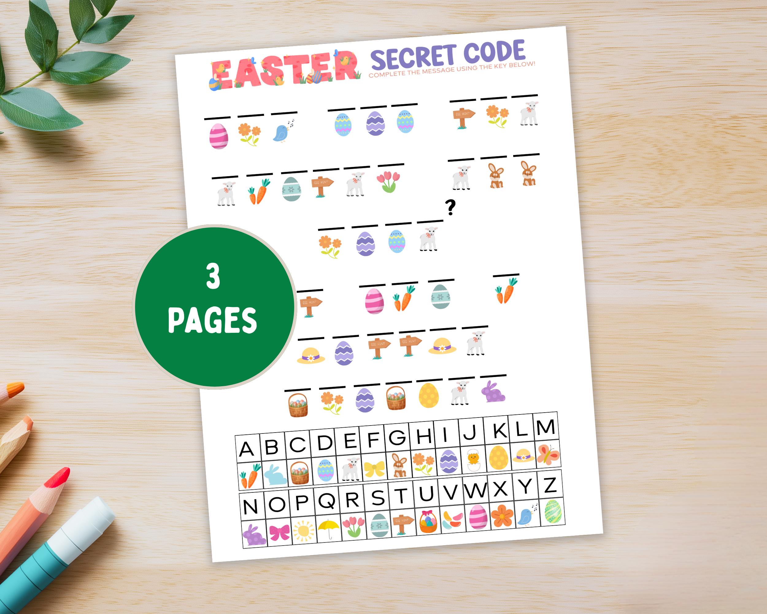 Easter Games Printable, Decoder Activity for Kids, Easter Jokes, Secret ...