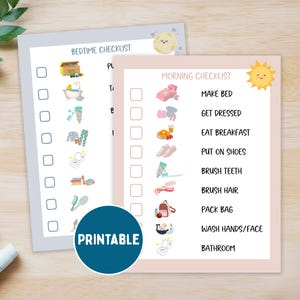 Kids Morning & Bedtime Checklist, Routine Chart (Digital Download), Preschool Daily Task Chart