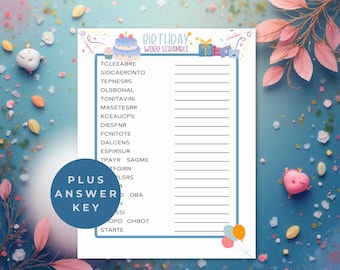 Geburtstagswort Buchstaben, Geburtstagsaktivität, Geburtstag zum ausdrucken, Buchstabenrätsel, Geburtstagswort Buchstabenspiel mit Antworten, Geburtstagswortspiel