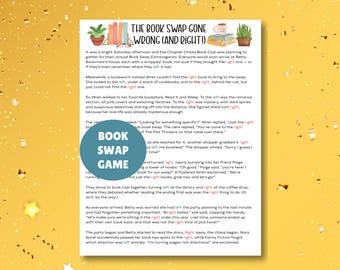 Book Party Game, Printable Book Swap Party Game, Book Club Pass The Prize, Left Right Game, Book Club Party, Book Exchange Game, Icebreaker
