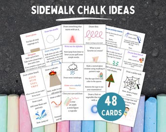 Kids Outdoor Play, Outdoor Game, Printable Sidewalk Chalk Activity Cards, Boredom Busters, Summer Games, Sidewalk Chalk Ideas, Outdoor Art