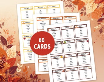 Thanksgiving Games For Family, Thanksgiving Forbidden Word Game, Printable Party Game,