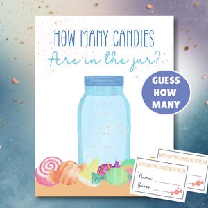 Raad eens hoeveel snoepjes in de pot kunnen worden afgedrukt, deurprijsspel, ijsbreker baby- en bruidsshower